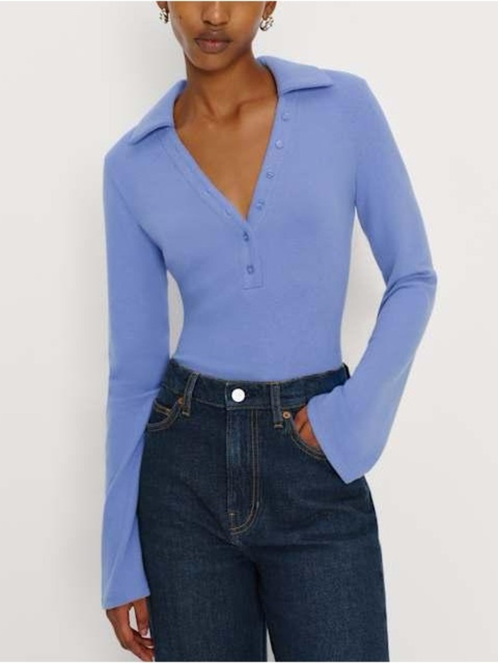 Reformation Women's Blue Paisley Knit Top Neptune